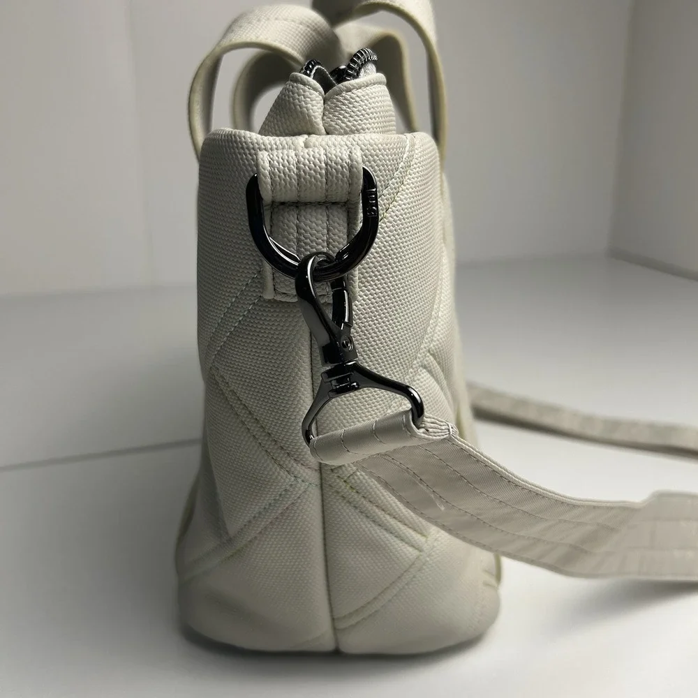 LUG Dory Matte Luxe Quilted Crossbody Bag Purse Ivory Pebble Multi Color Stitch